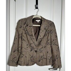 COLDWATER CREEK Tweed Blazer Jacket Size 4 Brown Print